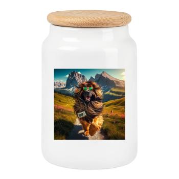 L’art de Leonberg - Boîte à biscuits avec couvercle en bois - blanc - Devant