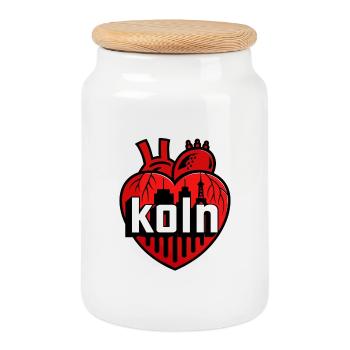 Herz City Skyline Design - Keksdose mit Holzdeckel - Weiß - Vorne