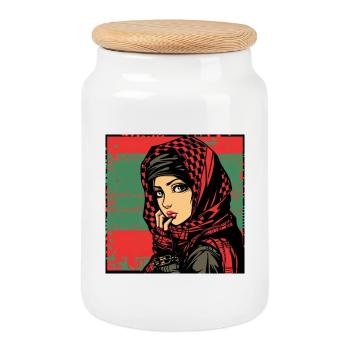Revolution Girl - Cookie Jar with Wooden Lid - white - Front
