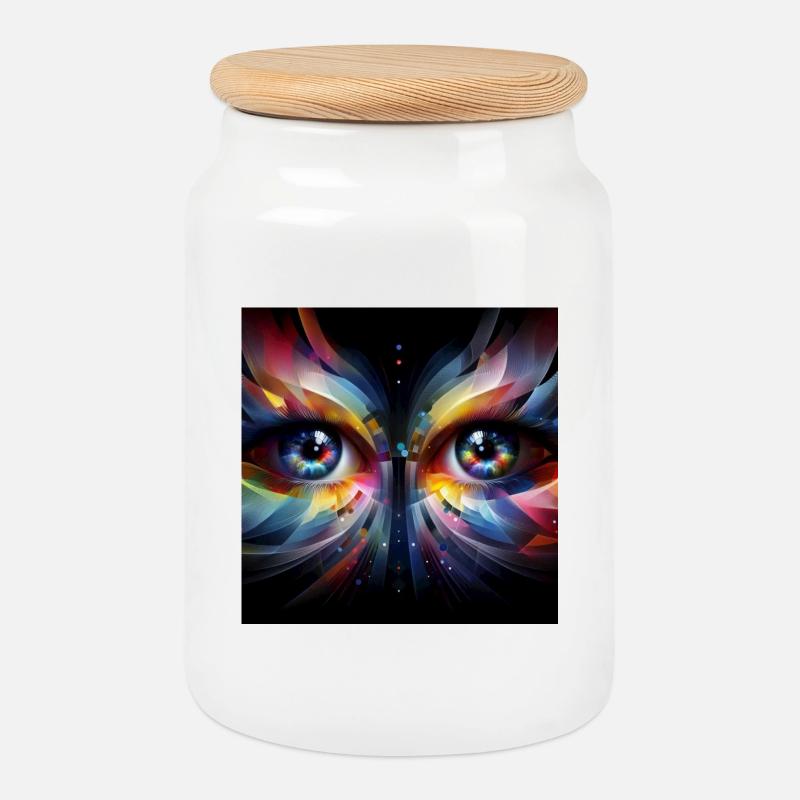 Eyes 2 - Cookie Jar with Wooden Lid - white
