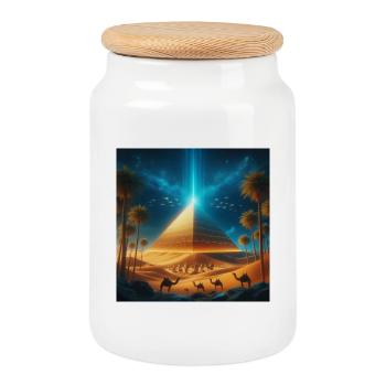 Pyramid 8 - Cookie Jar with Wooden Lid - white - Front