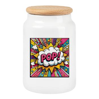 Pop 1 - Cookie Jar with Wooden Lid - white - Front
