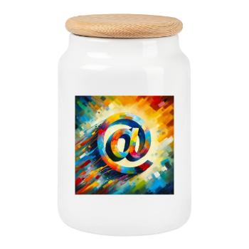 Symbol 7 - Cookie Jar with Wooden Lid - white - Front