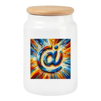 Symbol 8 - Cookie Jar with Wooden Lid - white - Front