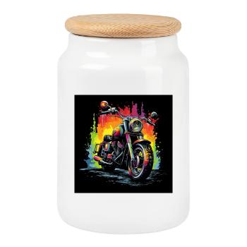 Éclaboussure de moto arc-en-ciel - Boîte à biscuits avec couvercle en bois - blanc - Devant