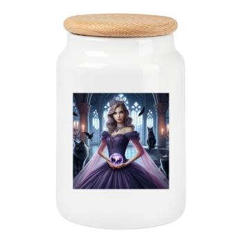 Mystical sorceress in the Gothic castle - Cookie Jar with Wooden Lid - white - Front
