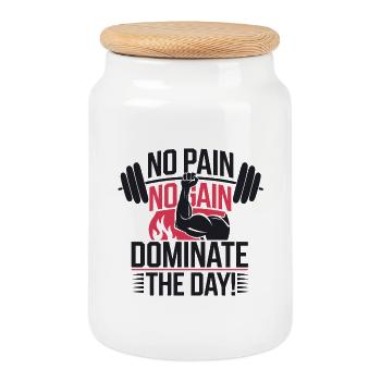 Gym Wear Pumpcover Motivation Zitat Hoodie T-Shirt - Keksdose mit Holzdeckel - Weiß - Vorne