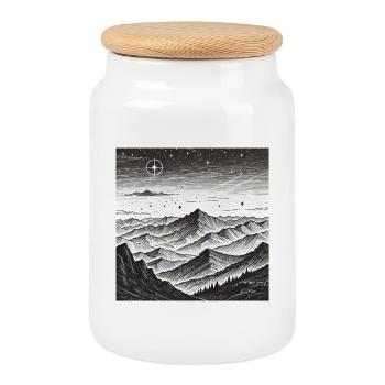 Stille Berglandschaft Sternenkreis - Keksdose mit Holzdeckel - Weiß - Vorne
