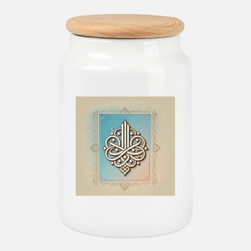 Islamisches Kalligraphie-Motiv - Keksdose mit Holzdeckel - Weiß