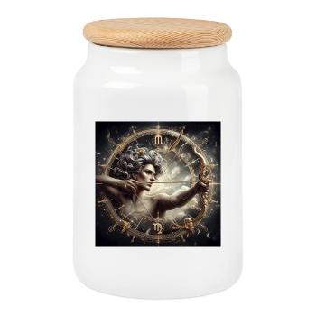 SAGITTAIRE \ Signes du zodiaque - Boîte à biscuits avec couvercle en bois - blanc - Devant