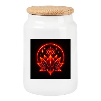 Floraison Cosmique – Oeil de Mandala de Lotus Spirituel - Boîte à biscuits avec couvercle en bois - blanc - Devant