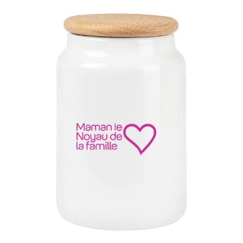 Mommy Heart Family - Cookie Jar with Wooden Lid - white - Front