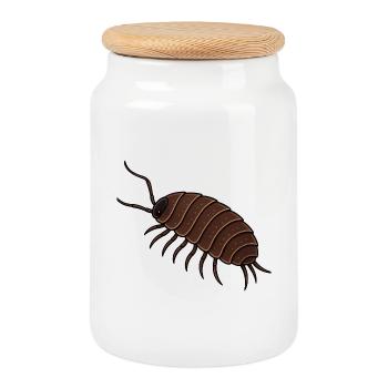 Illustration d’isopode rond, chemise culte, poudre de bois - Boîte à biscuits avec couvercle en bois - blanc - Devant
