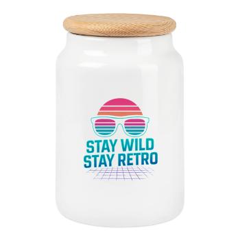 Stay Wild Stay Retro Neon - Keksdose mit Holzdeckel - Weiß - Vorne