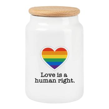 L’amour est un droit humain – Pride Heart - Boîte à biscuits avec couvercle en bois - blanc - Devant