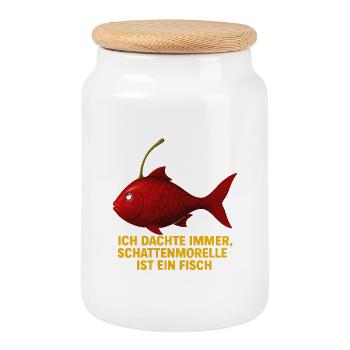 Cerises griottes de poisson - Boîte à biscuits avec couvercle en bois - blanc - Devant