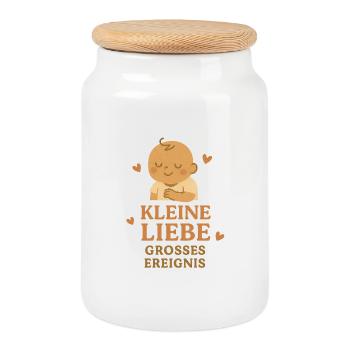 Kleine Liebe Grosses Ereingnis - Keksdose mit Holzdeckel - Weiß - Vorne