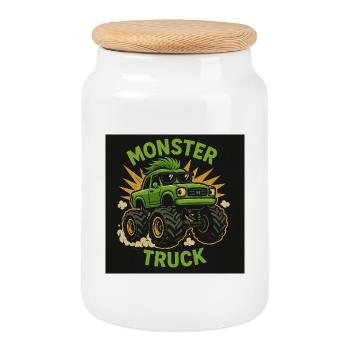 Monstertruck - Keksdose mit Holzdeckel - Weiß - Vorne