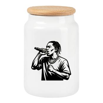 HipHop, rapper. - Keksdose mit Holzdeckel - Weiß - Vorne