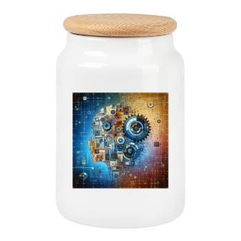 Fusion mécanique cosmique - Boîte à biscuits avec couvercle en bois - blanc - Devant