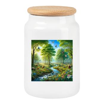 Rêve de nature harmonieuse - Boîte à biscuits avec couvercle en bois - blanc - Devant