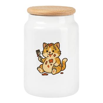 Katzenbolognese - Keksdose mit Holzdeckel - Weiß - Vorne