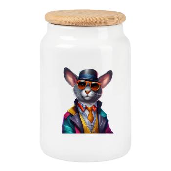 The chic mouse: Stylish through the day - Cookie Jar with Wooden Lid - white - Front
