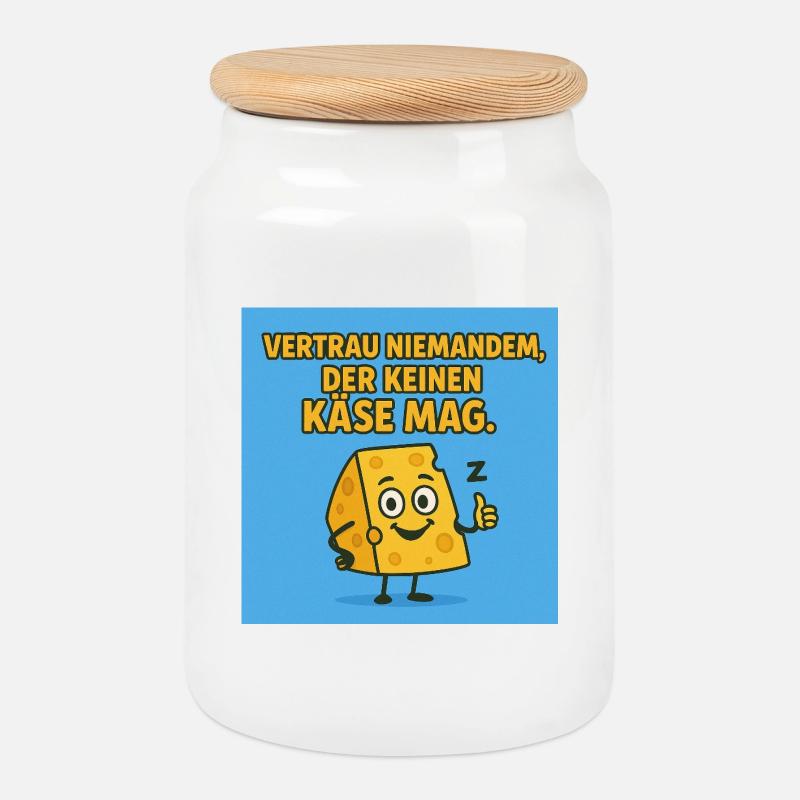 trust no one - Cookie Jar with Wooden Lid - white