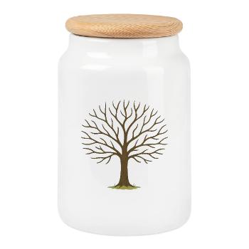 Silhouette de l’arbre d’hiver - Boîte à biscuits avec couvercle en bois - blanc - Devant