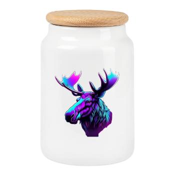 Neon Moose: Mystical Colour Rush - Cookie Jar with Wooden Lid - white - Front