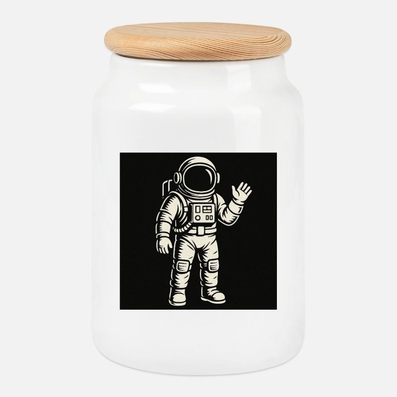 Space Buddy - Cookie Jar with Wooden Lid - white