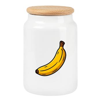 Banana Classic - Cookie Jar with Wooden Lid - white - Front