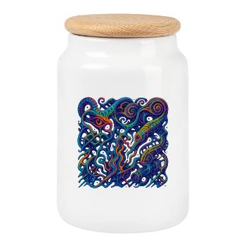 Hallucination Grid - Cookie Jar with Wooden Lid - white - Front