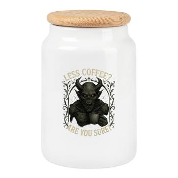 Dark Roast Coffee Demon - Cookie Jar with Wooden Lid - white - Front