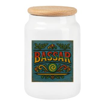 Lebendiges Bassar-Folk-Muster - Keksdose mit Holzdeckel - Weiß - Vorne