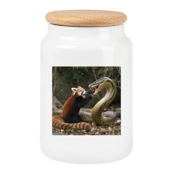 Motif de chasseur safari sauvage - Boîte à biscuits avec couvercle en bois - blanc - Devant