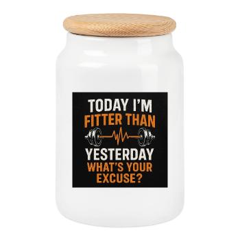 Motivation gym fitness training - Cookie Jar with Wooden Lid - white - Front