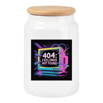 Neon 404: Lack of Feelings in the Digital World - Cookie Jar with Wooden Lid - white - Front
