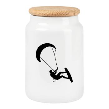 Kiters. Kitesurfing - Cookie Jar with Wooden Lid - white - Front