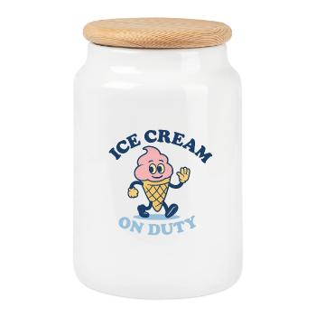 Glaces en service - Boîte à biscuits avec couvercle en bois - blanc - Devant