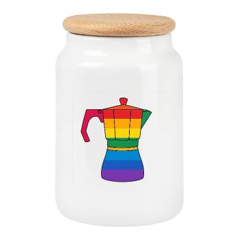 Vibrant rainbow coffee maker - Cookie Jar with Wooden Lid - white - Front
