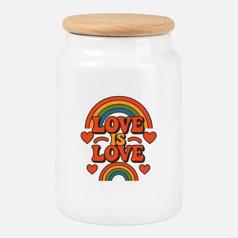 Liebe Regenbogen Illustration - Keksdose mit Holzdeckel - Weiß