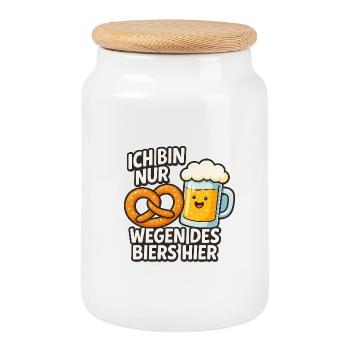 Citation humoristique sur la bière avec des bretzels - Boîte à biscuits avec couvercle en bois - blanc - Devant
