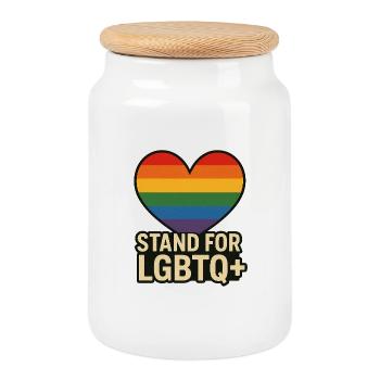 Pride Heart LGBT Support Design - Boîte à biscuits avec couvercle en bois - blanc - Devant