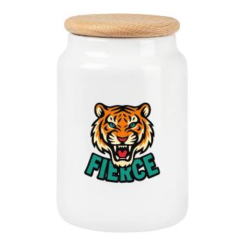 Fierce Tiger Graphic T-Shirt - Cookie Jar with Wooden Lid - white - Front
