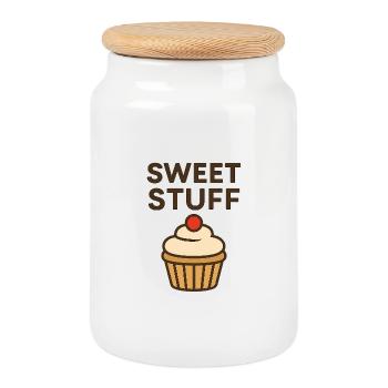 Sweet Stuff Motivational Design - Cookie Jar with Wooden Lid - white - Front