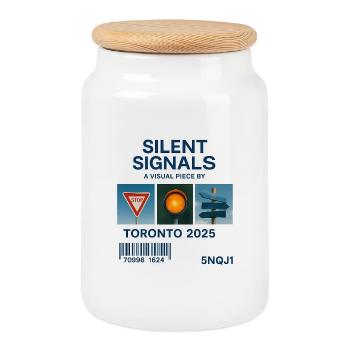 Silent Signals: Toronto 2025 - Cookie Jar with Wooden Lid - white - Front