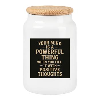 Motivierendes Lemma mit Positiven Gedanken - Keksdose mit Holzdeckel - Weiß - Vorne