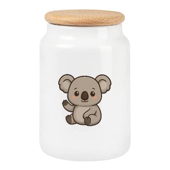 Koala avec accent de cœur - Boîte à biscuits avec couvercle en bois - blanc - Devant