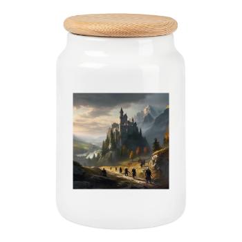 Intégration du château avec Fantasy Place - Boîte à biscuits avec couvercle en bois - blanc - Devant